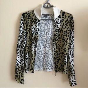 Zebra print zip-up sweatshirt